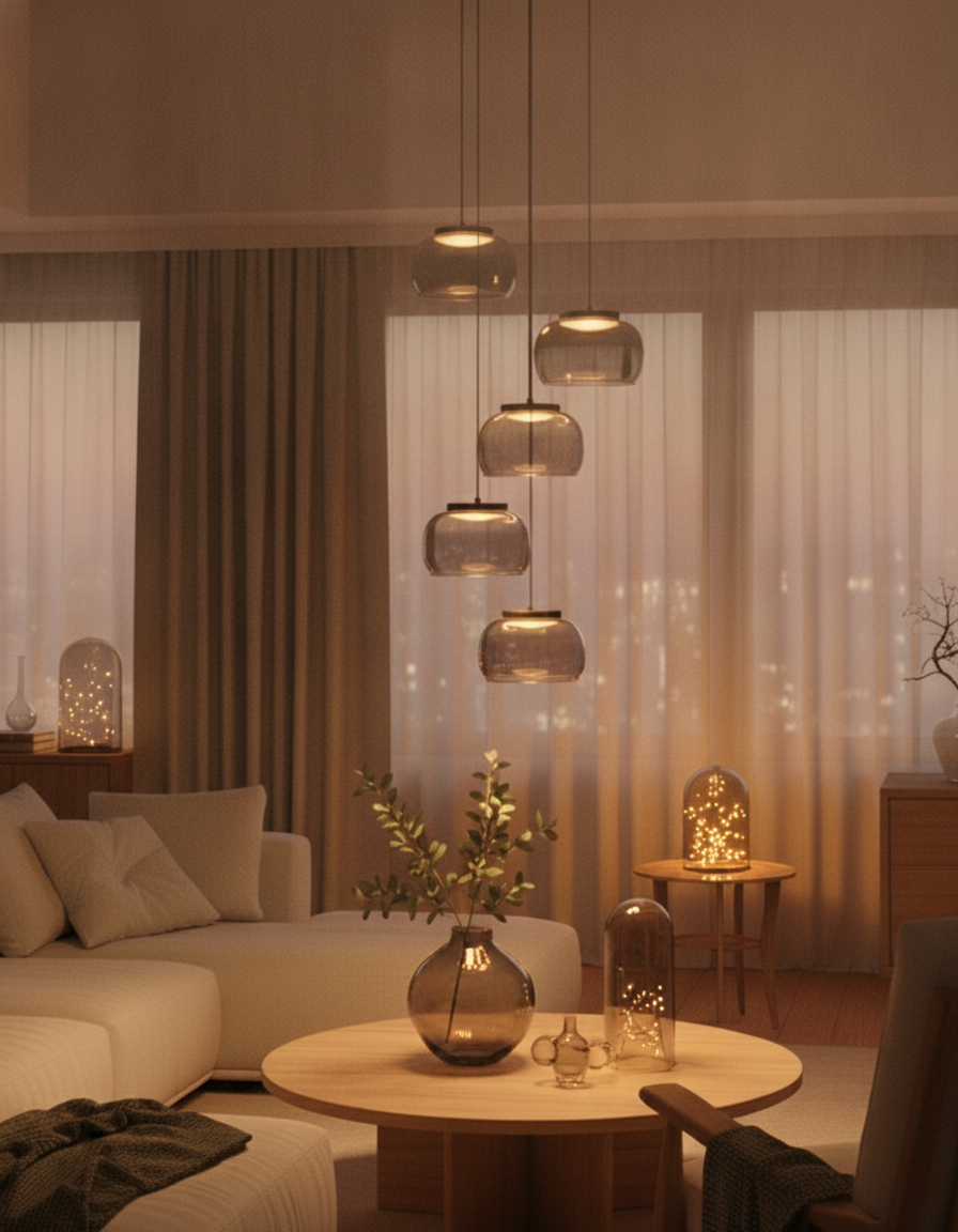 Moderne hanglamp Bios 5-lichts zwart