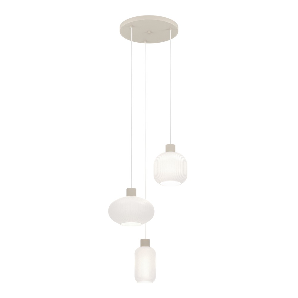 Design hanglamp Dasmina zand bruin met wit 3-lichts