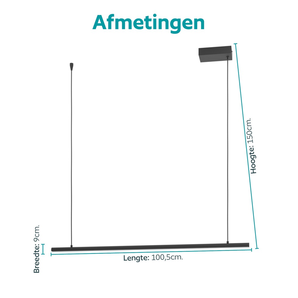 Smart hanglamp Flatron-Z zwart 100,5cm Eglo 9008606390571