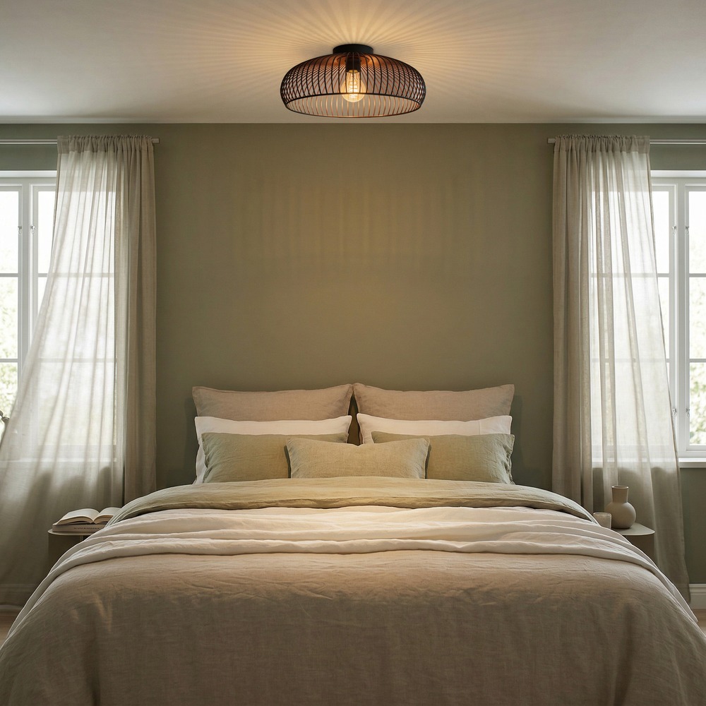 Plafondlamp Almanzora zwart met koper Eglo 9008606390250