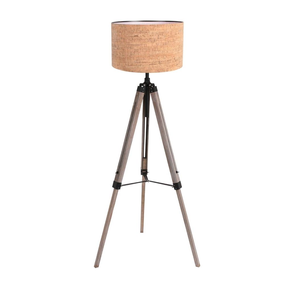 Mexlite - Vloerlamp - Triek - Naturel Zwart - Metaal Textiel - Ø 75cm - E27 - 4344ZW
