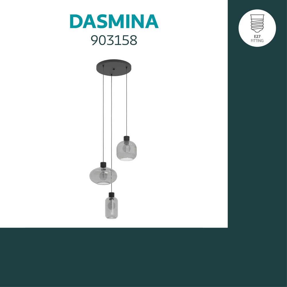 Design hanglamp Dasmina zwart 3-lichtts Eglo 9008606406364