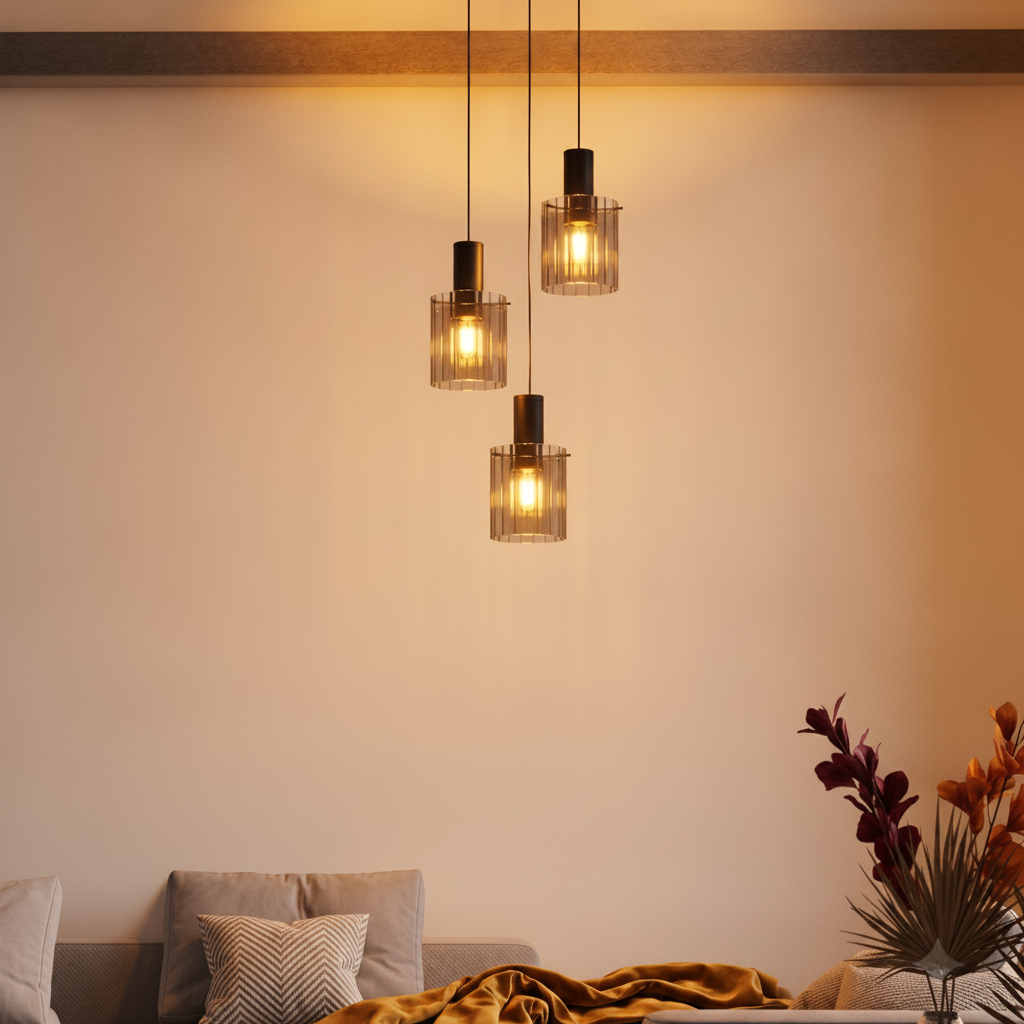 Design hanglamp Mirbi 3-lichts zwart rond