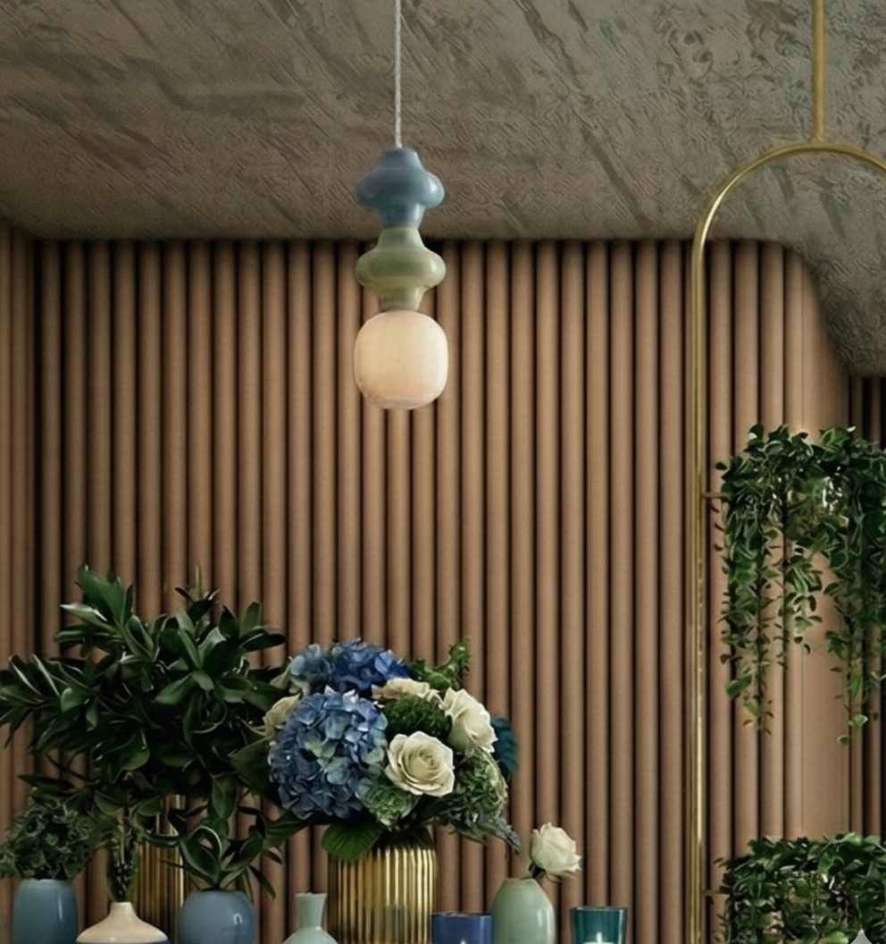 Hanglamp Clio M groen en blauw keramiek
