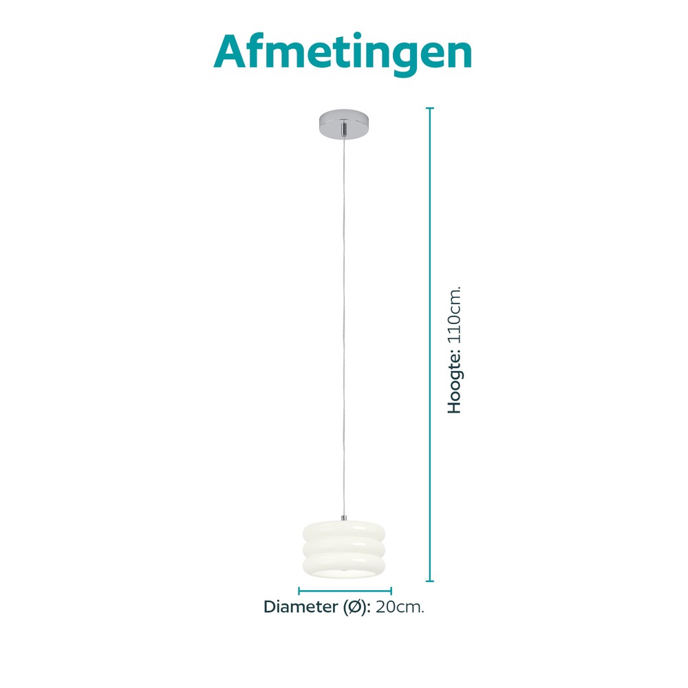 Design hanglamp Tortora chroom met wit Ø 20cm Eglo 9008606405558