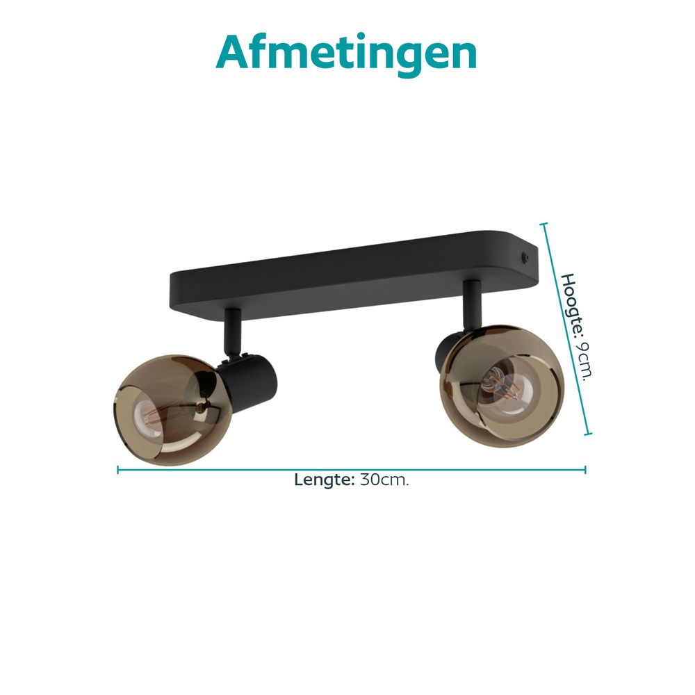 Plafondlamp Castellazo 2-lichts zwart Eglo 9008606392094
