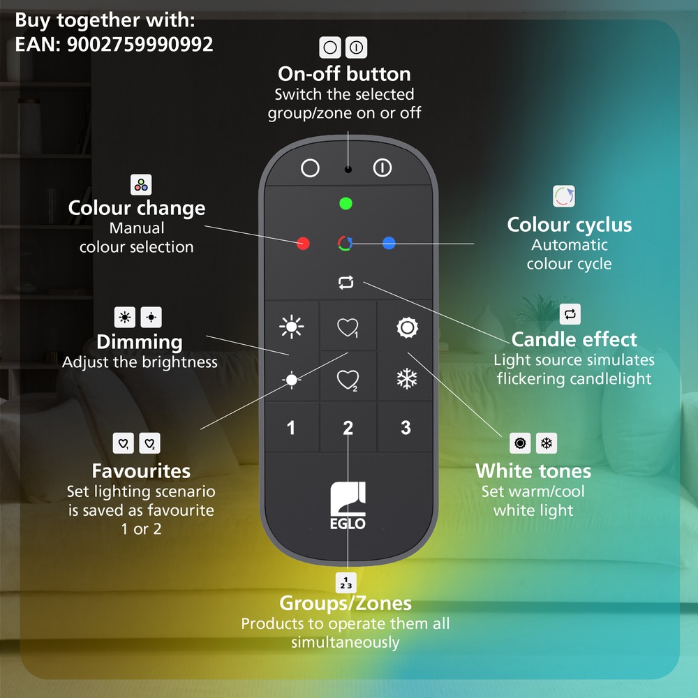 Smart hanglamp Flatron-Z zwart 100,5cm Eglo 9008606390571