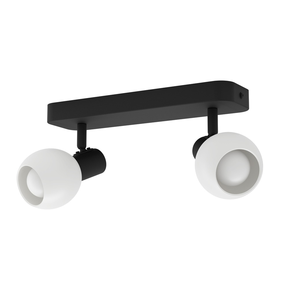 Plafondlamp Castellazo 2-lichts zwart met wit glas Eglo 9008606392131