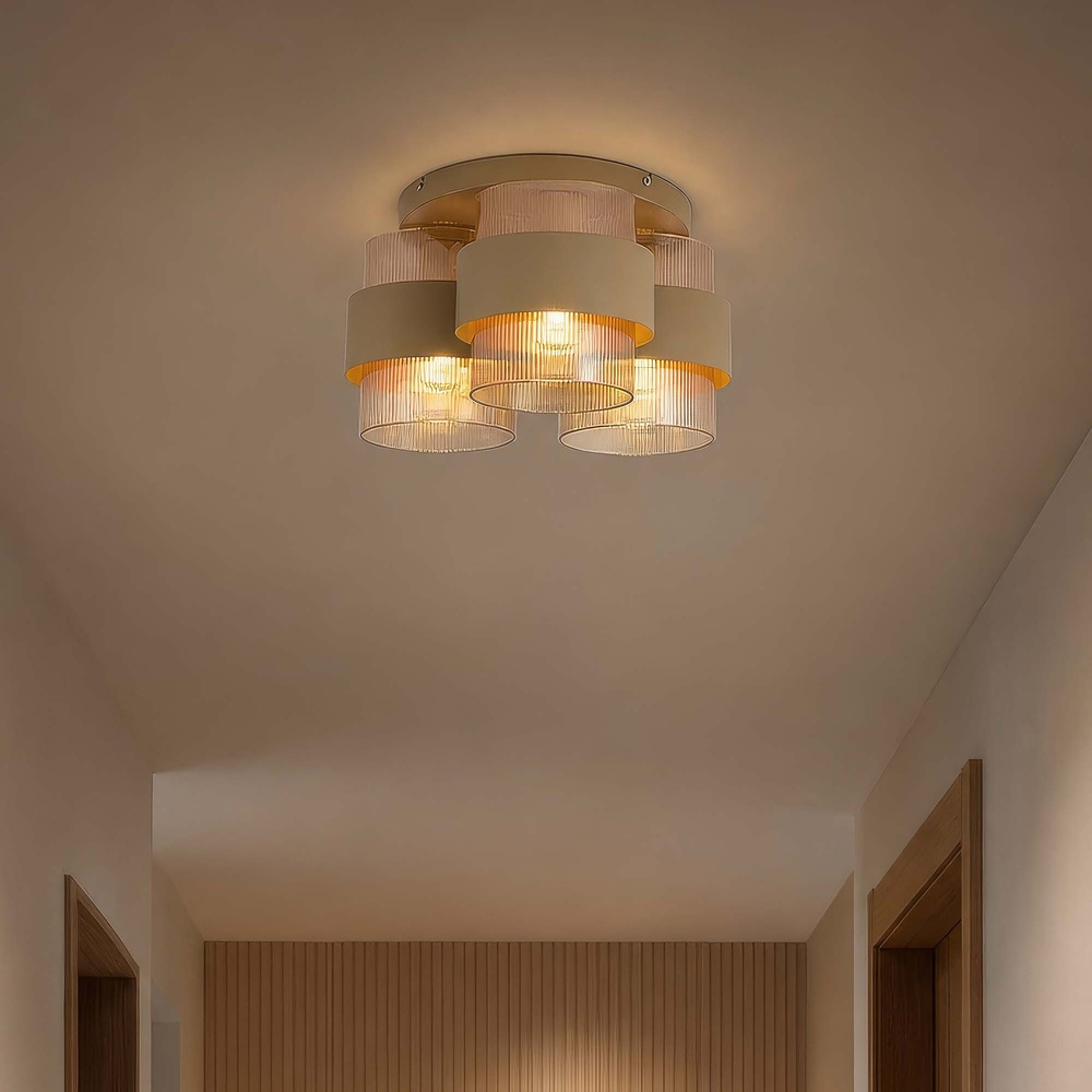 Plafondlamp Royal 3-lichts zand bruin Searchlight 5,05342E+12