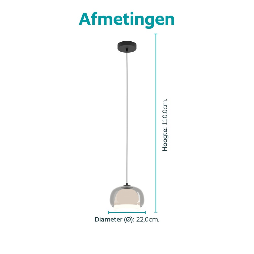Design hanglamp Belomontejo zwart Ø 22cm Eglo 9008606406722