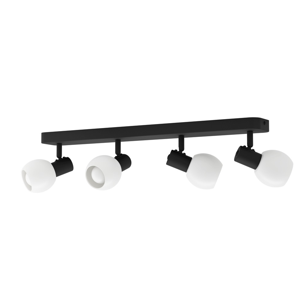 Plafondlamp Castellazo 4-lichts zwart met wit glas Eglo 9008606392155