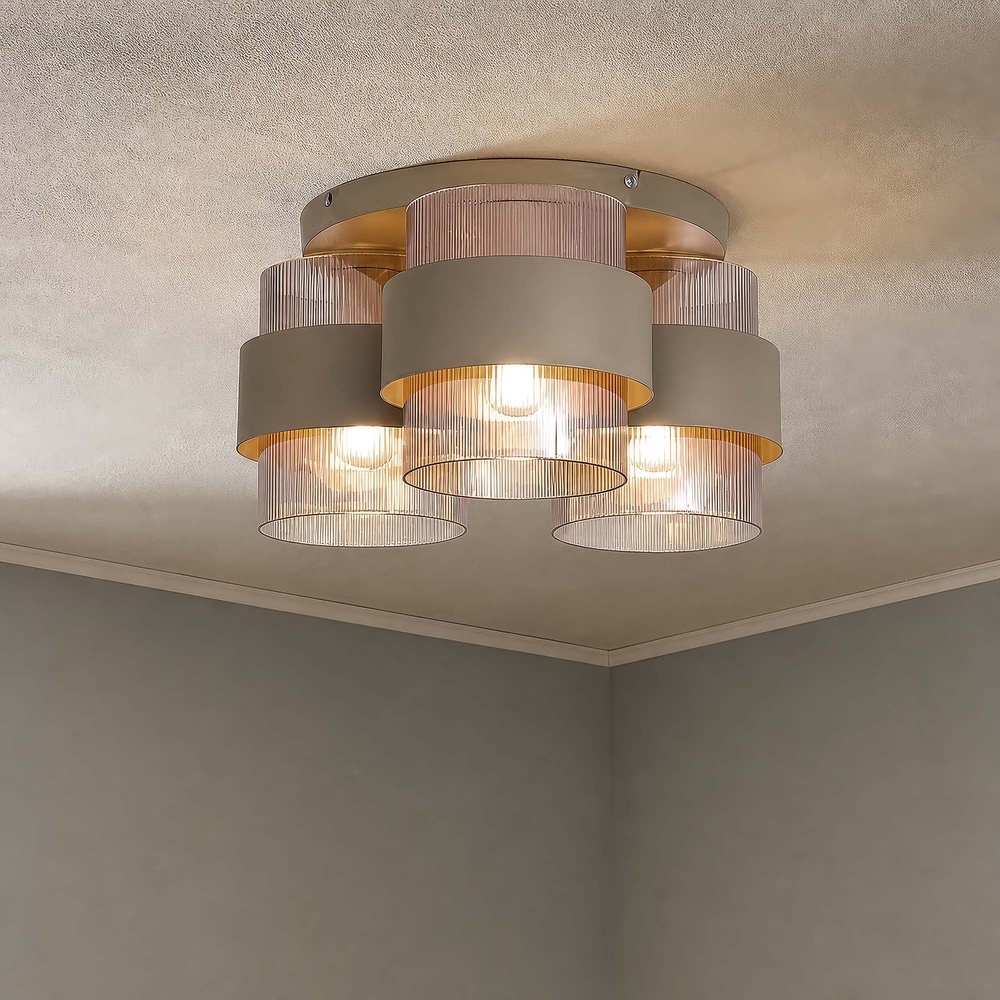Plafondlamp Royal 3-lichts zand bruin Searchlight 5,05342E+12