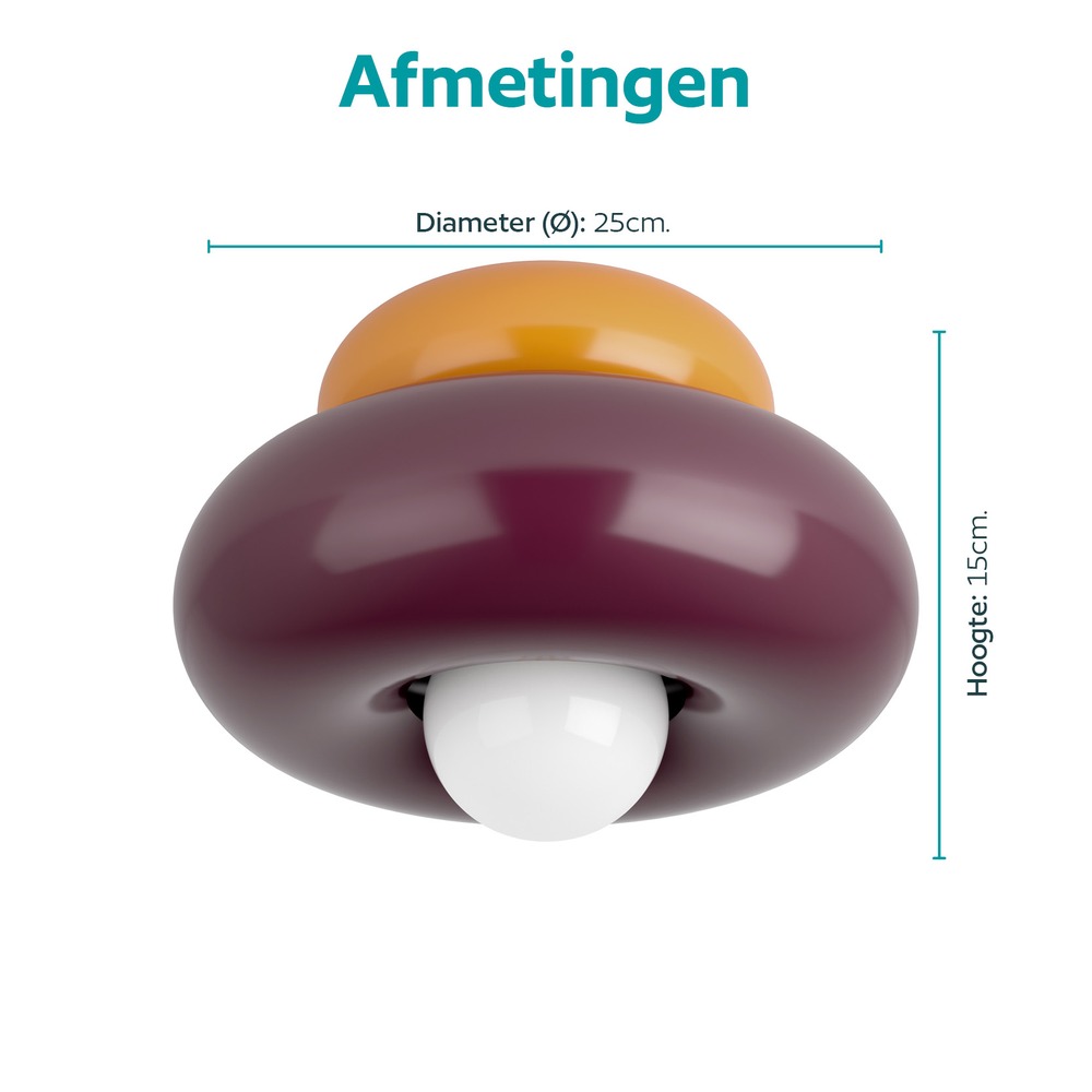 Design plafondlamp Torchiarolo oranje met bordeaux rood Eglo 9008606405527