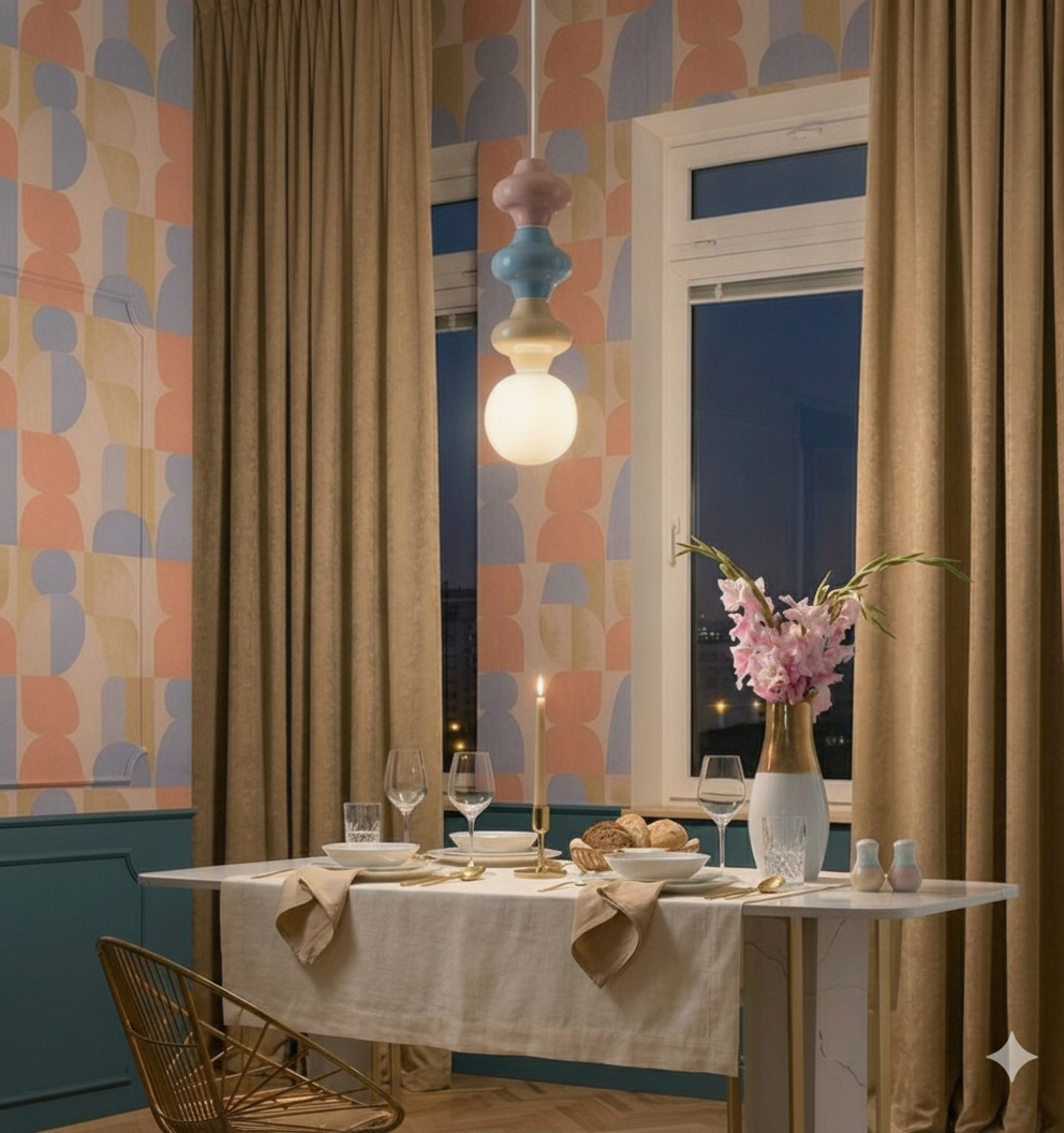 Hanglamp Clio L gekleurd keramiek met wit glas