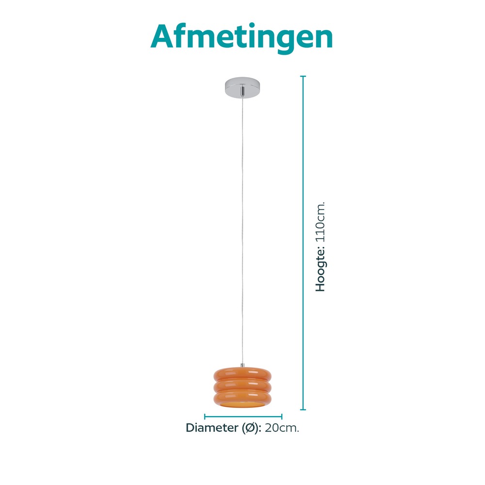 Design hanglamp Tortora chroom met oranje Ø 20cm Eglo 9008606405565