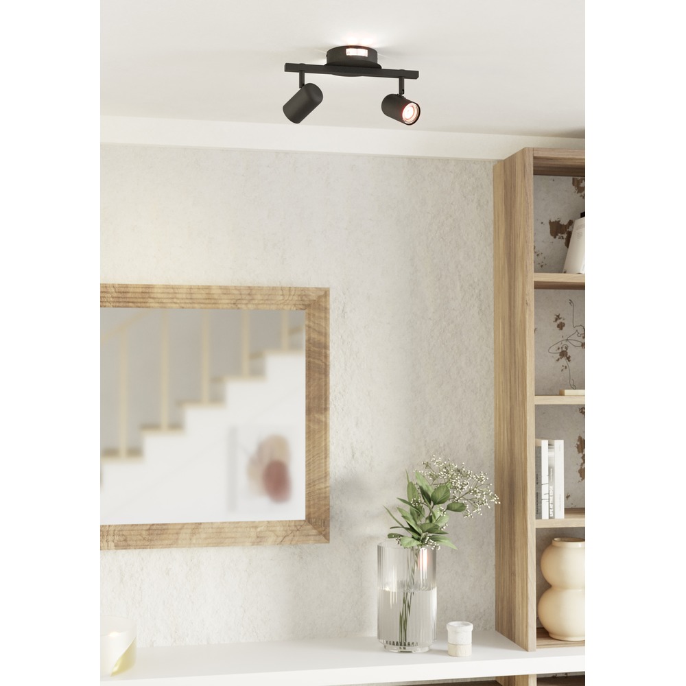 Opbouwspot Montemurro 2-lichts zwart Eglo 9008606392216