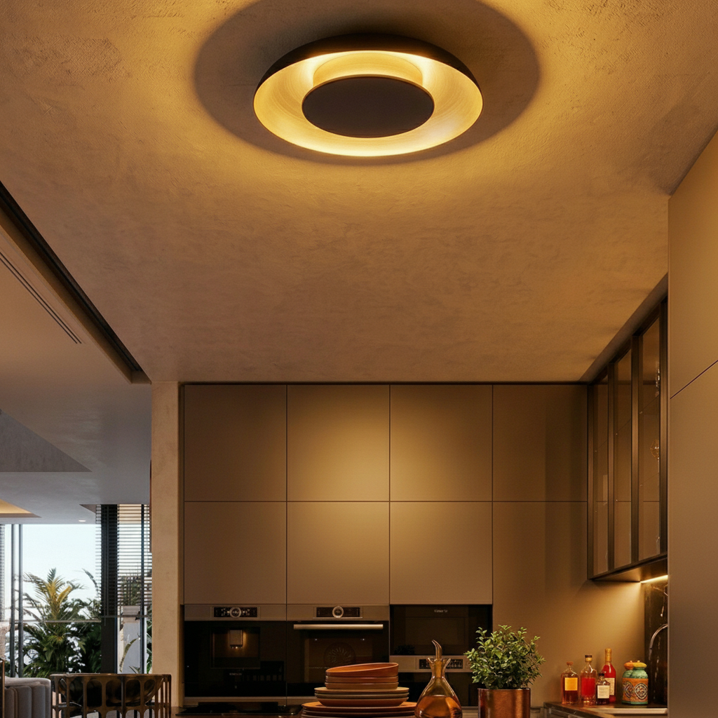 Design plafondlamp Epos Ø 40cm zwart met goud