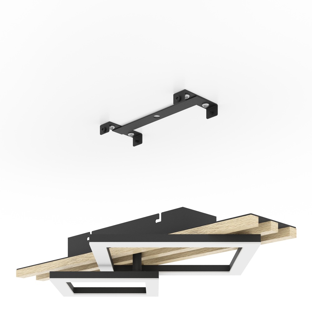 Moderne plafondlamp Cembrano zwart met hout vierkant 50cm Eglo 9008606388196