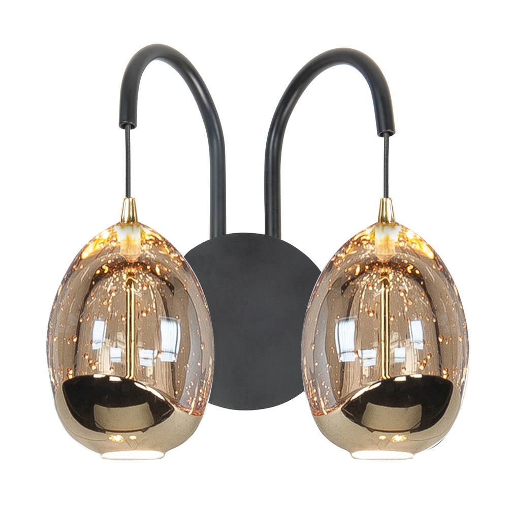Highlight Wandlamp Golden Egg Zwart 3-lichts - W3457.01