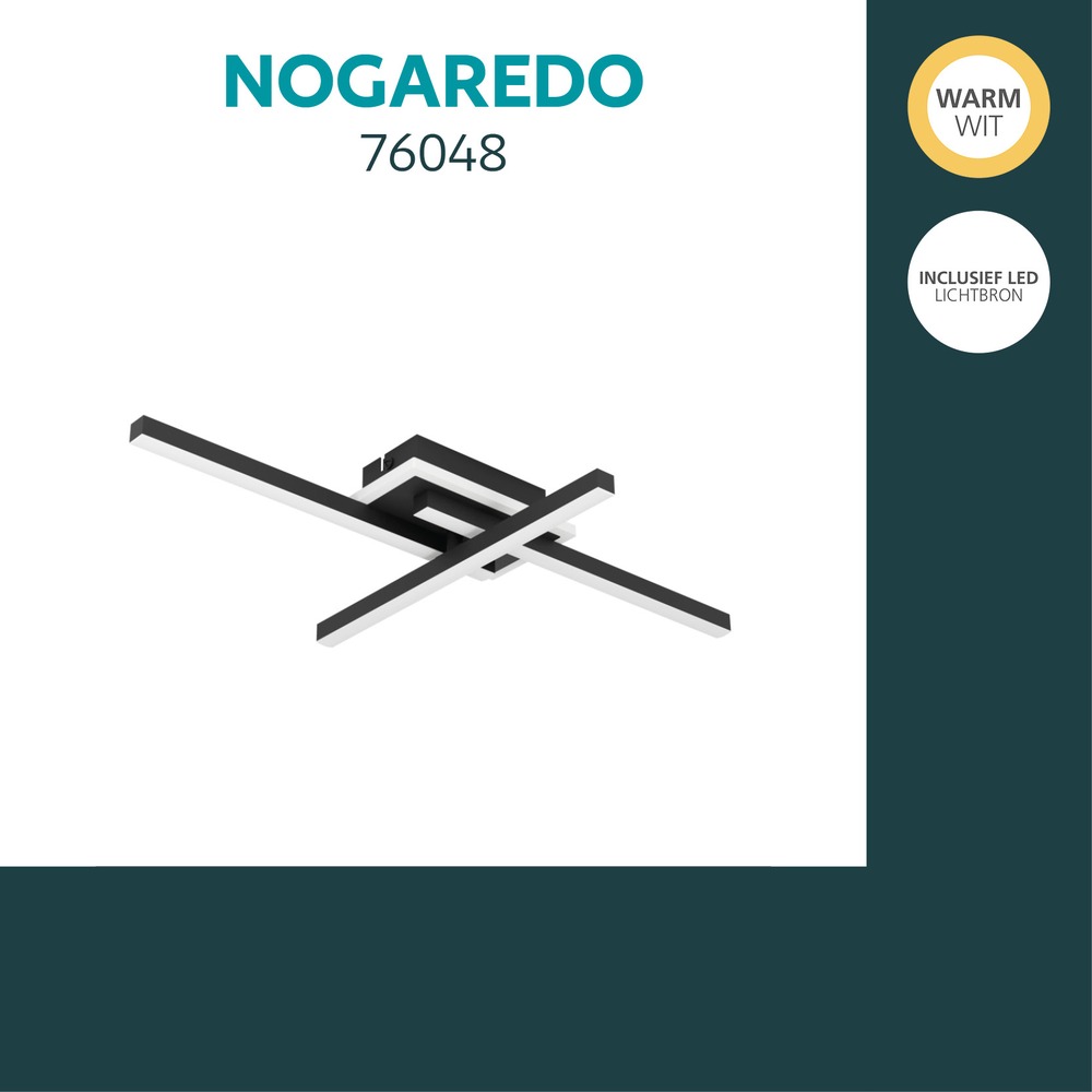 Moderne plafondlamp Nogaredo zwart 50 x 30cm Eglo 9008606391561