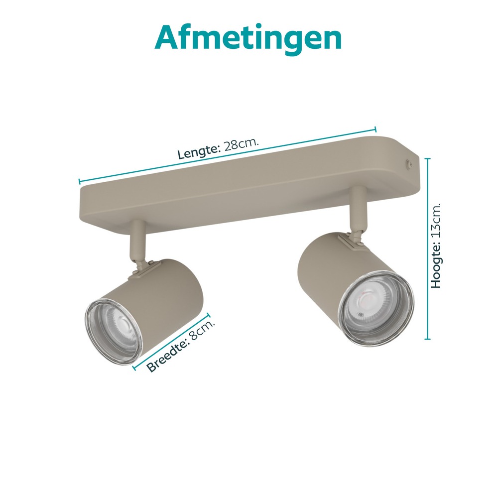 Opbouwspot 2-lichts Consuma 1 zand bruin Eglo 9008606397273
