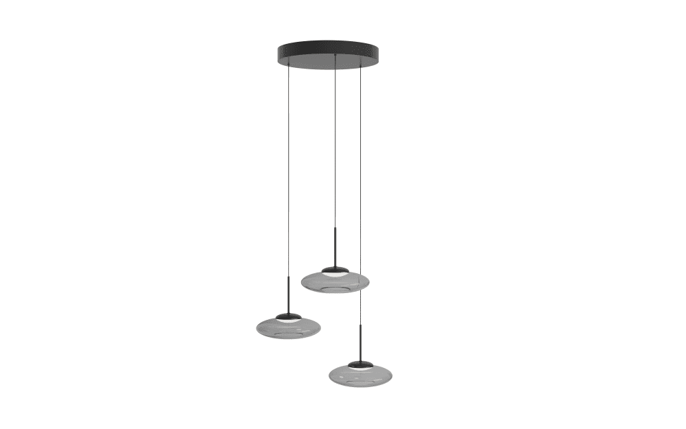 Lyora 3-lichts Hanglamp Bounto Zwart Rond Helder Glas - 108171