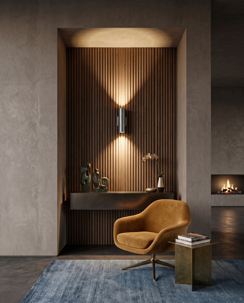 Licht bronzen wandlamp Megano 2 met up- & downlight Artdelight 8720701104600