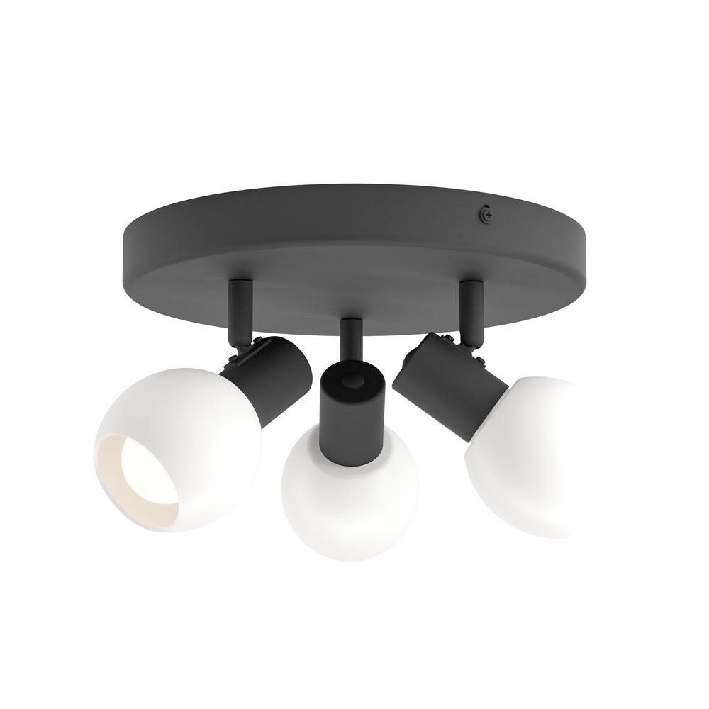 Plafondlamp Castellazo 3-lichts zwart met glas Ø 25cm