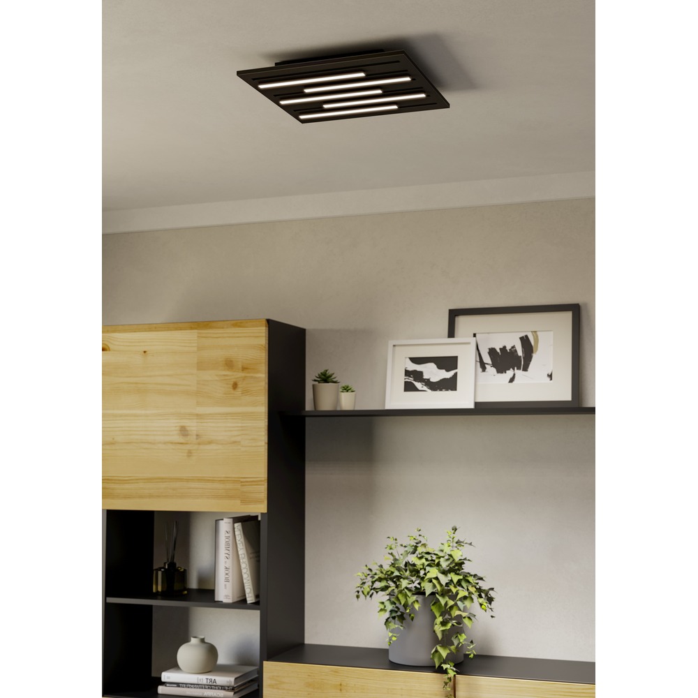 Smart plafonniere Pitrignani-Z vierkant 38 x 38cm zwart Eglo 9008606390526