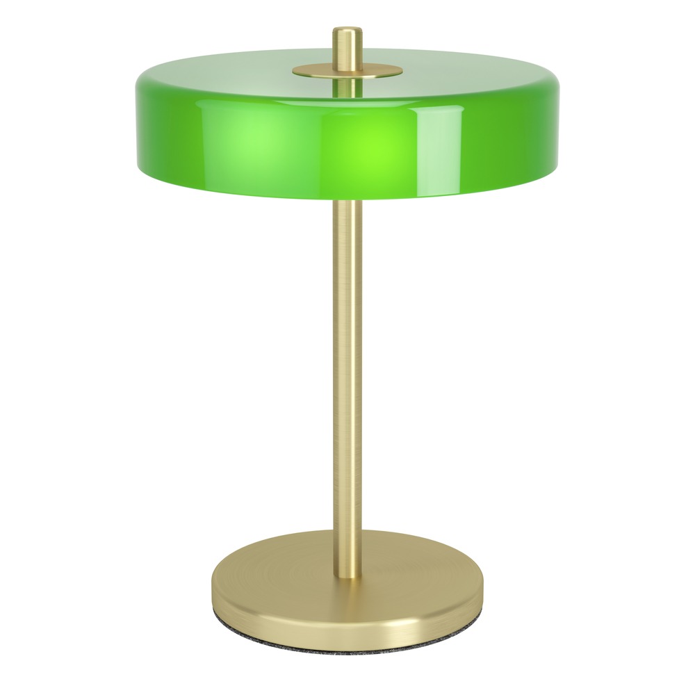 Design tafellamp Salve geelkoper gebordsteld met groen