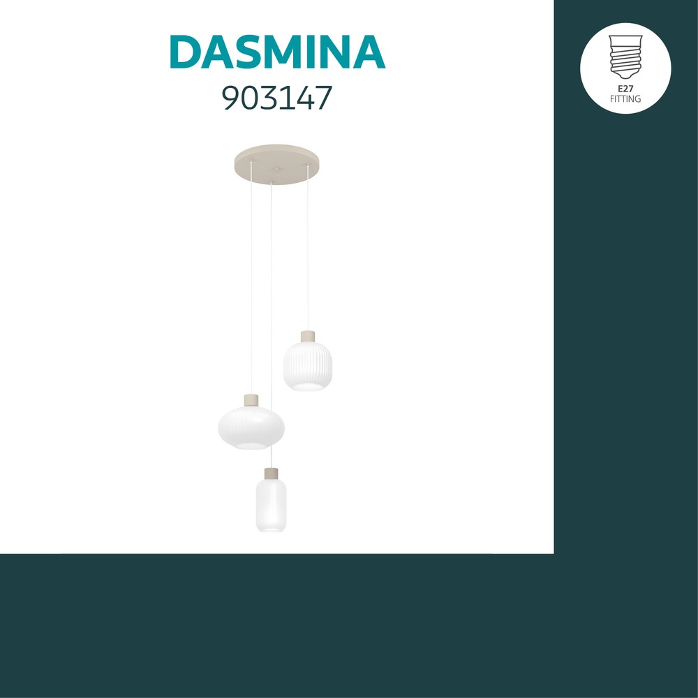 Design hanglamp Dasmina zand bruin met wit 3-lichts Eglo 9008606406357