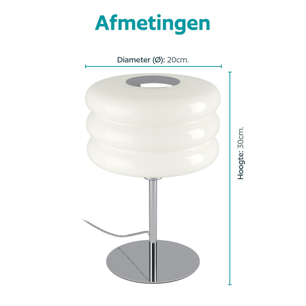 Design tafellamp Tortora chroom met wit Ø 20cm Eglo 9008606405596