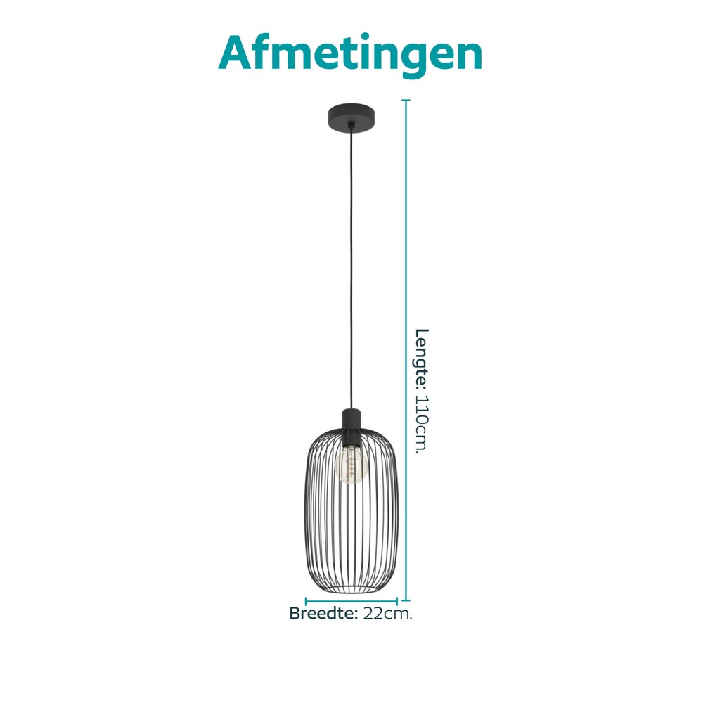 Draad hanglamp Lodods zwart Ø 22cm Eglo 9008606390274