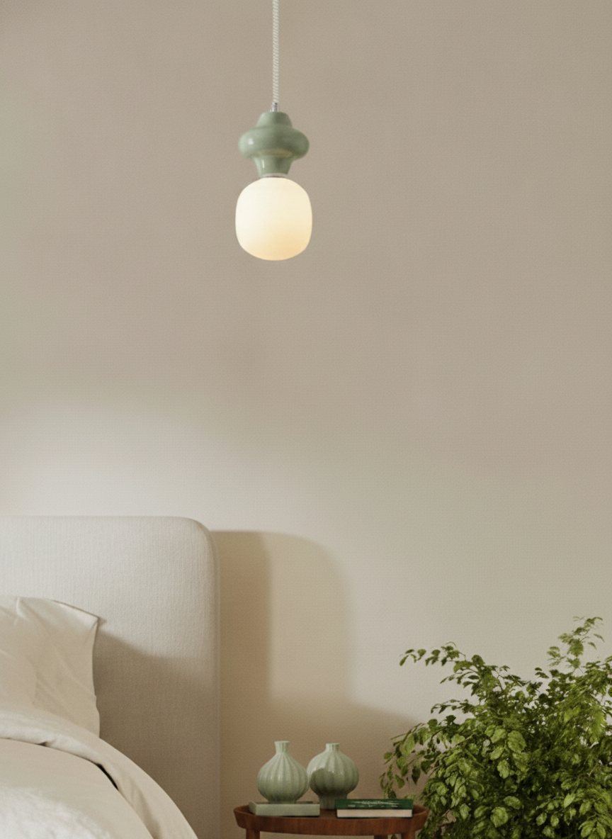 Hanglamp Clio S lichtgroen keramiek