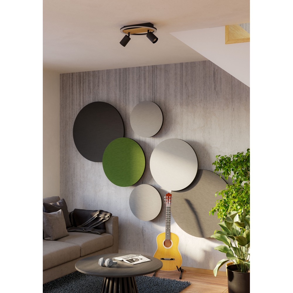 Moderne plafondlamp Cembrano 2-lichts zwart met hout Eglo 9008606388264