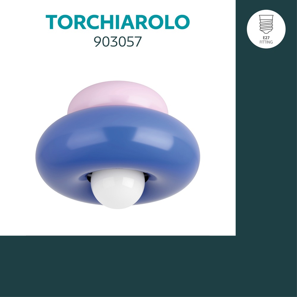 Design plafondlamp Torchiarolo roze met blauw Eglo 9008606405442