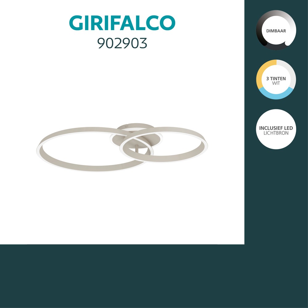 Moderne plafondlamp Girifalco zand bruin 67 x 48cm Eglo 9008606408764
