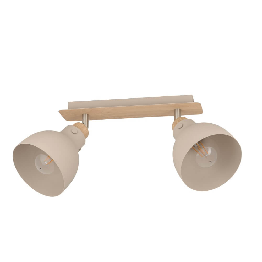 Plafondlamp Arrecife zand/houtoptiek, 2-lamps