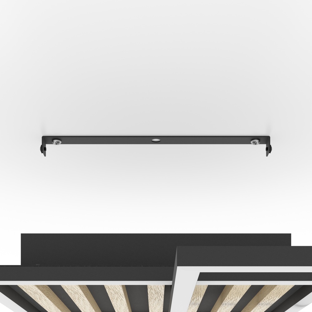Moderne plafondlamp Cembrano zwart met hout vierkant 48,5 x 48,5 cm Eglo 9008606388226