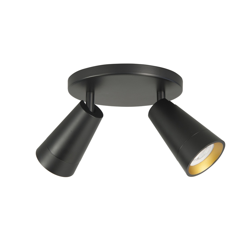 Highlight Spot Petunia Zwart Met Goud 2-lichts Rond - S7136.01