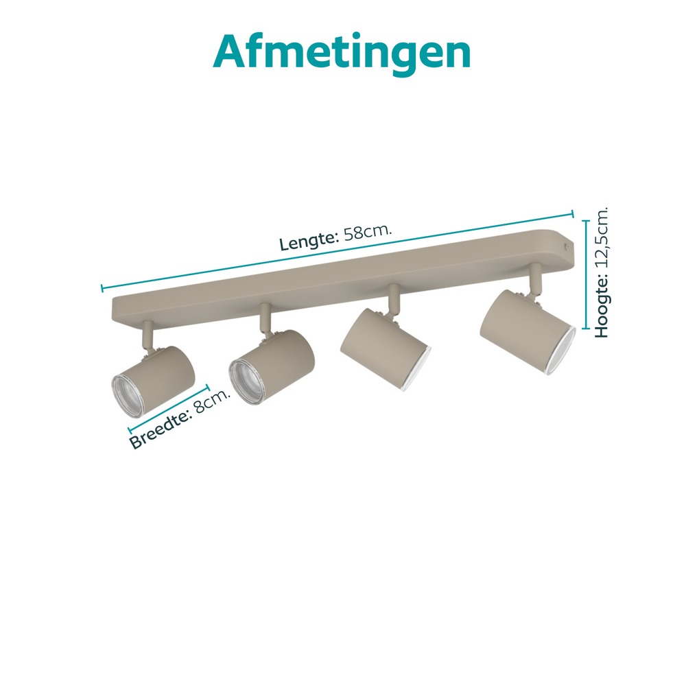 Opbouwspot 4-lichts Consuma 1 zand bruin Eglo 9008606397303