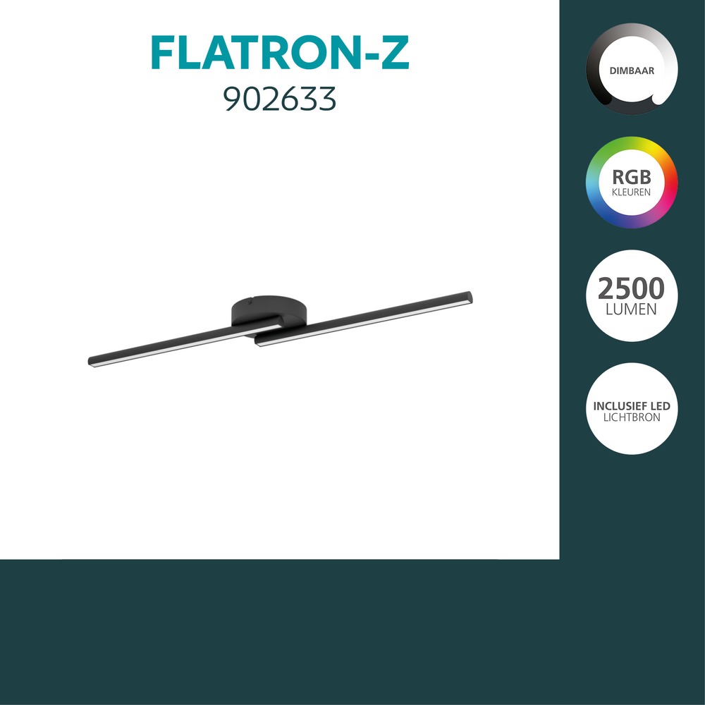 Smart plafondlamp Flatron-Z zwart Eglo 9008606390588
