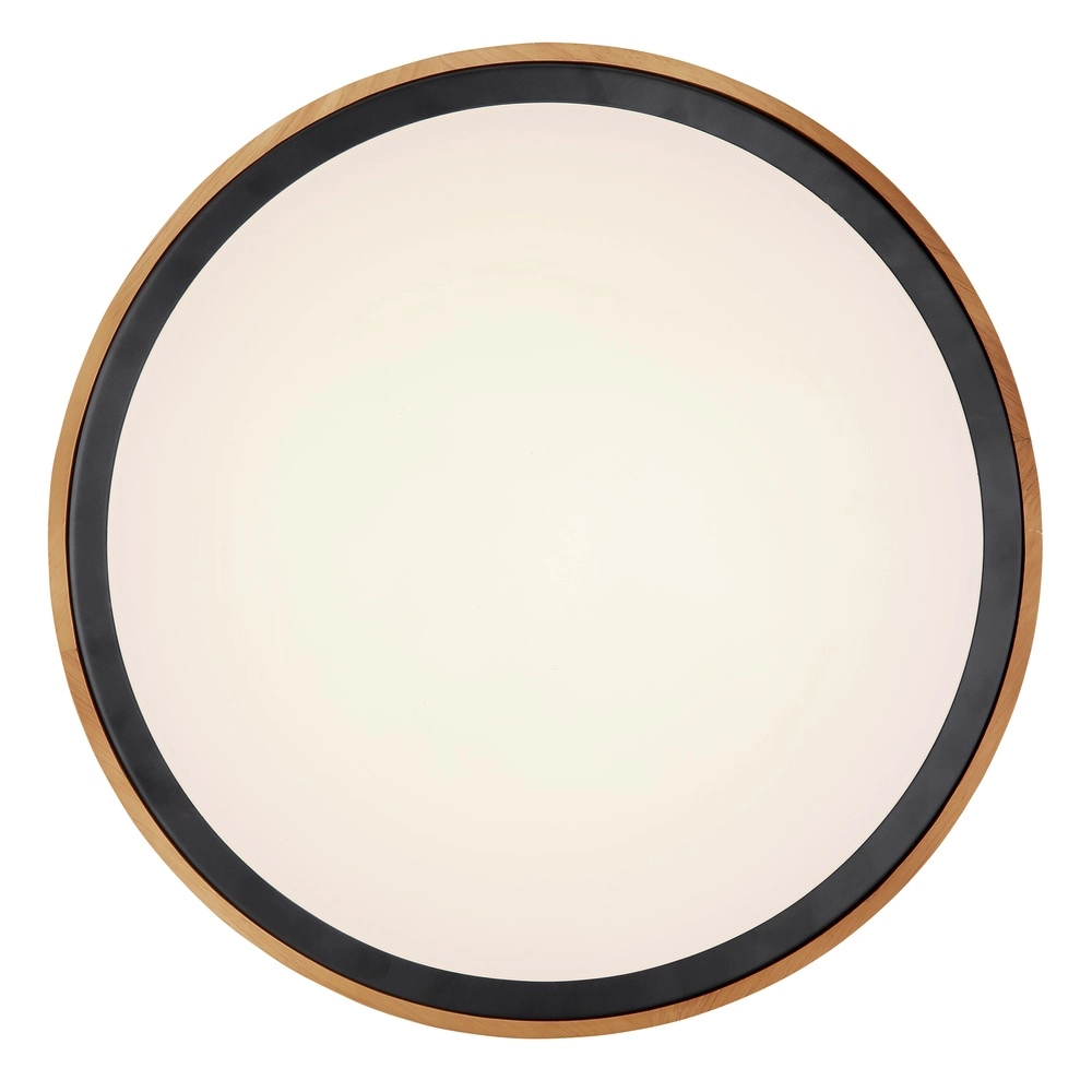 Plafondlamp Bruno Ø 43,7 zwart met hout Globo 9007371436484