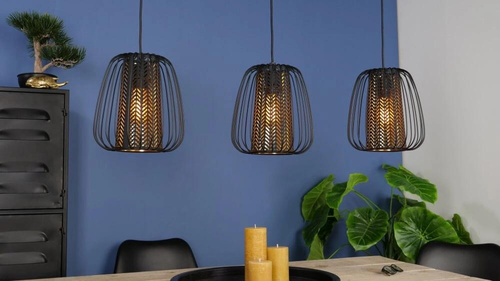 Eetkamer hanglamp Curasao zwart met goud Eglo 9002759996628