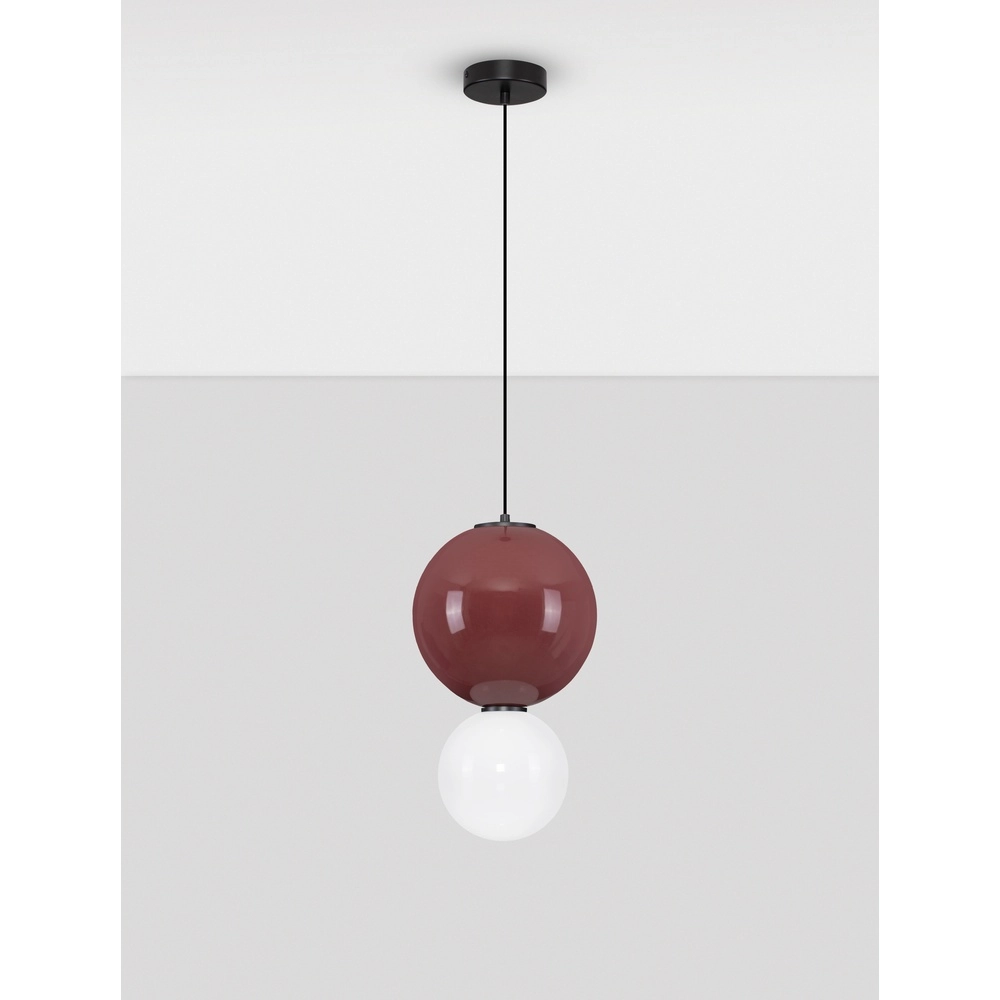 Hanglamp Noesis Ø 25cm bordeaux rood met wit Lyora 5212017483621