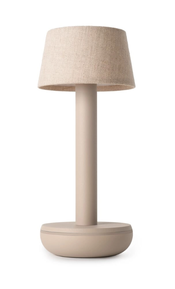 Oplaadbare tafellamp Two Beige linnen