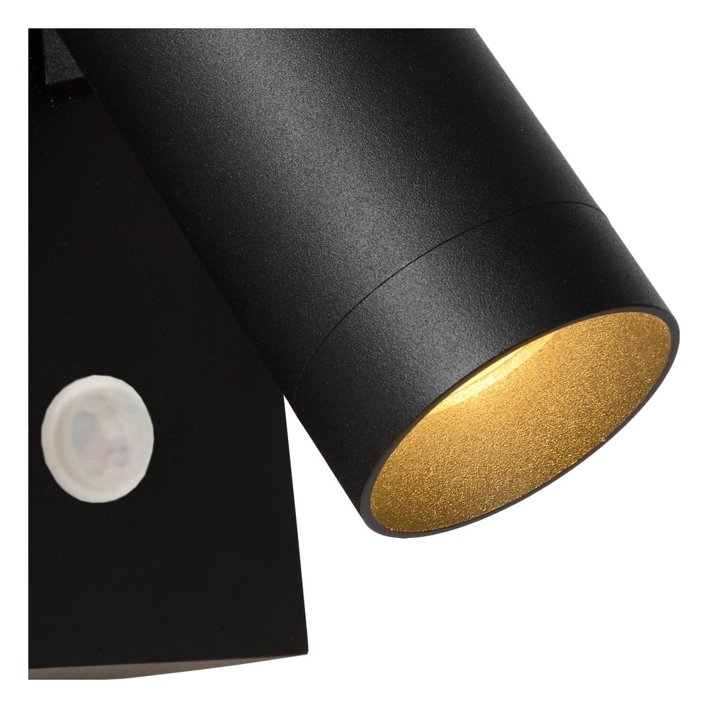 Wandspot Taylor IP54 met sensor zwart Lucide 5411212092694