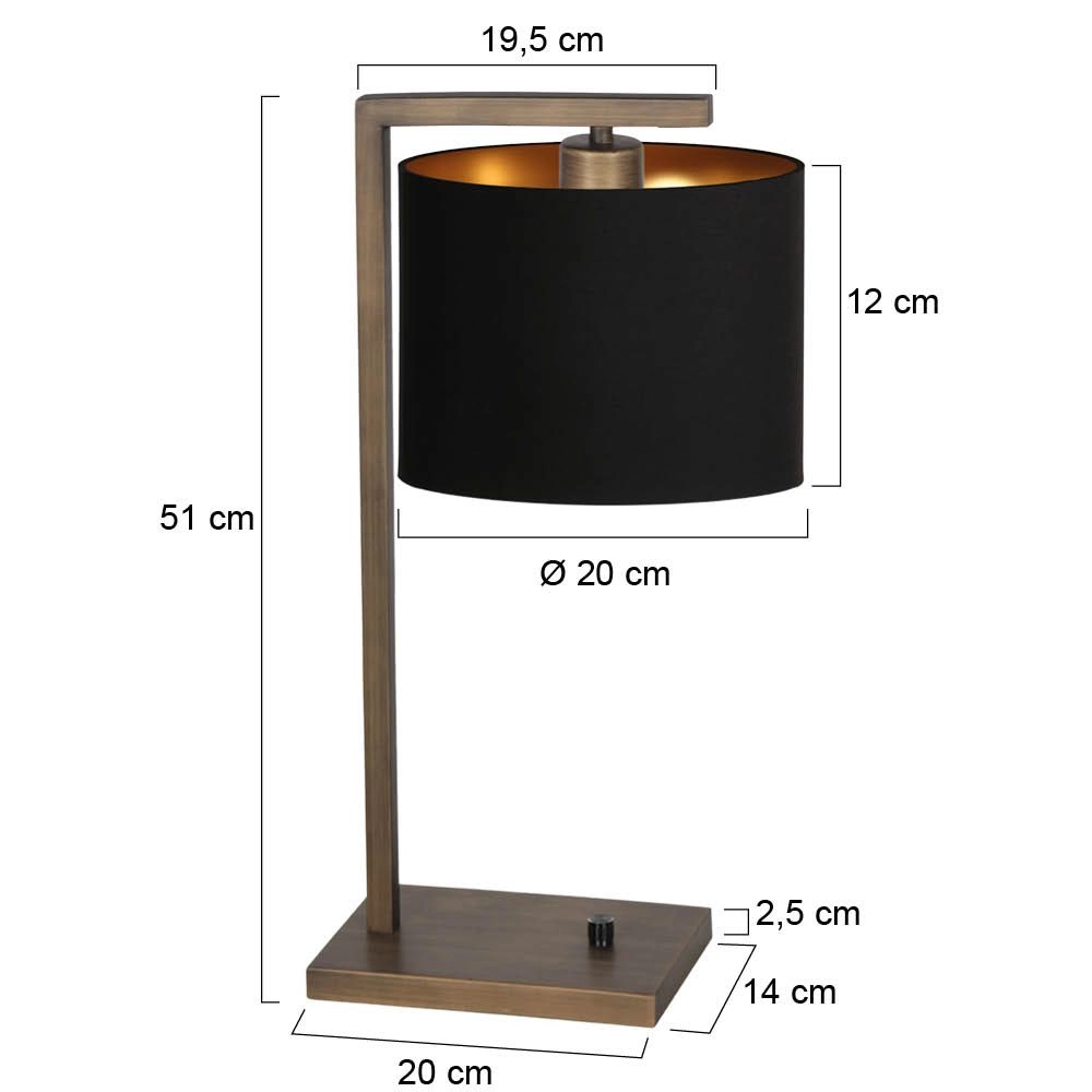 Tafellamp Stang met zwarte kap Steinhauer 8712746189759