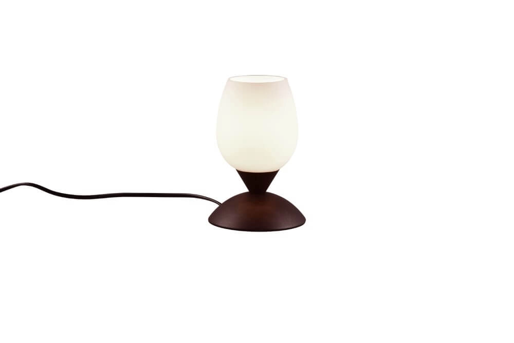 Tafellamp roestbruin Cup Ii wit glas