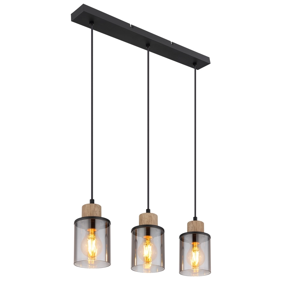 3-lichts hanglamp Reid recht zwart